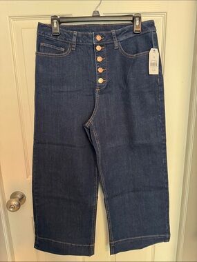 Time and Tru Dark Blue Wide Leg Button-Fly Jeans